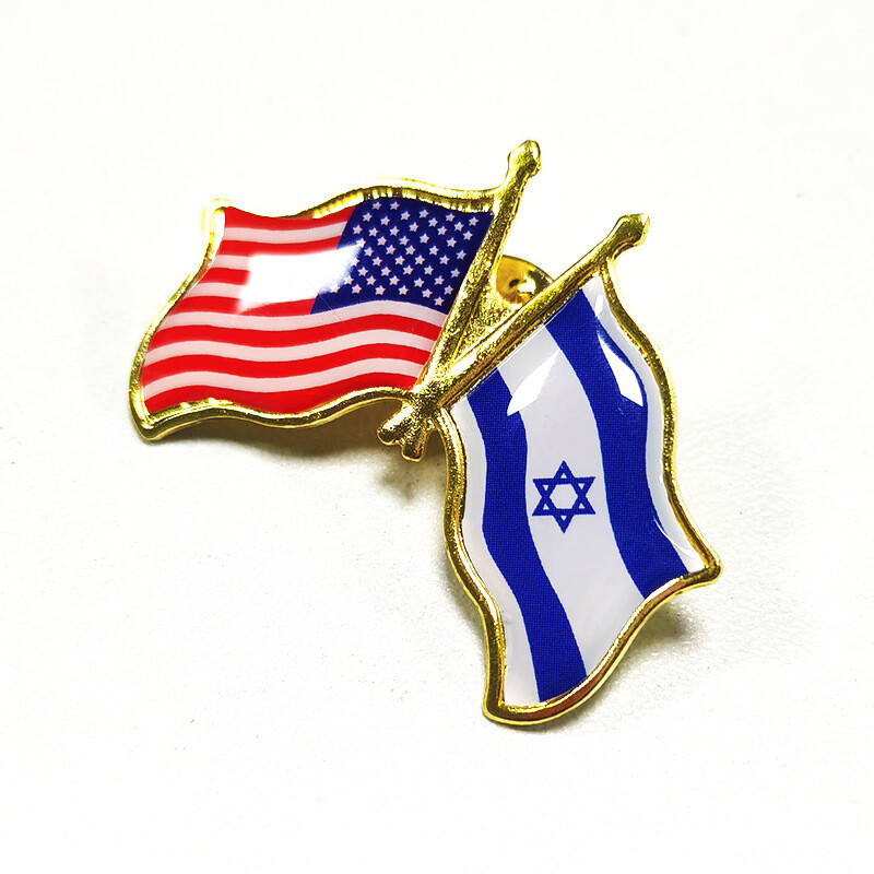 Wholesale Pack of 10 USA American Israel Friendship Flag Bike Hat Cap lapel Pin