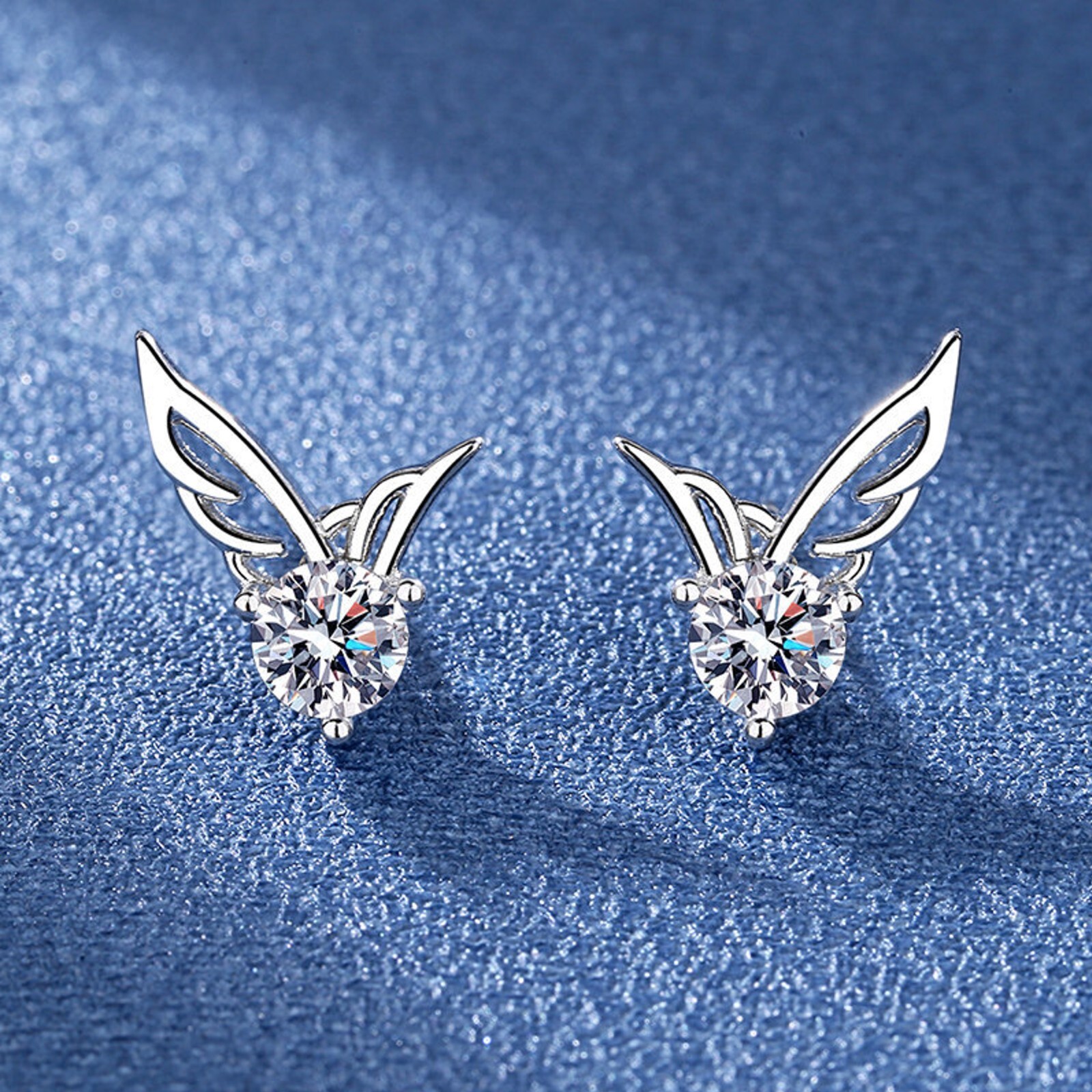 Angel Wings Simulated Diamond Stud Earrings Jewelry Gifts For Women And Girls