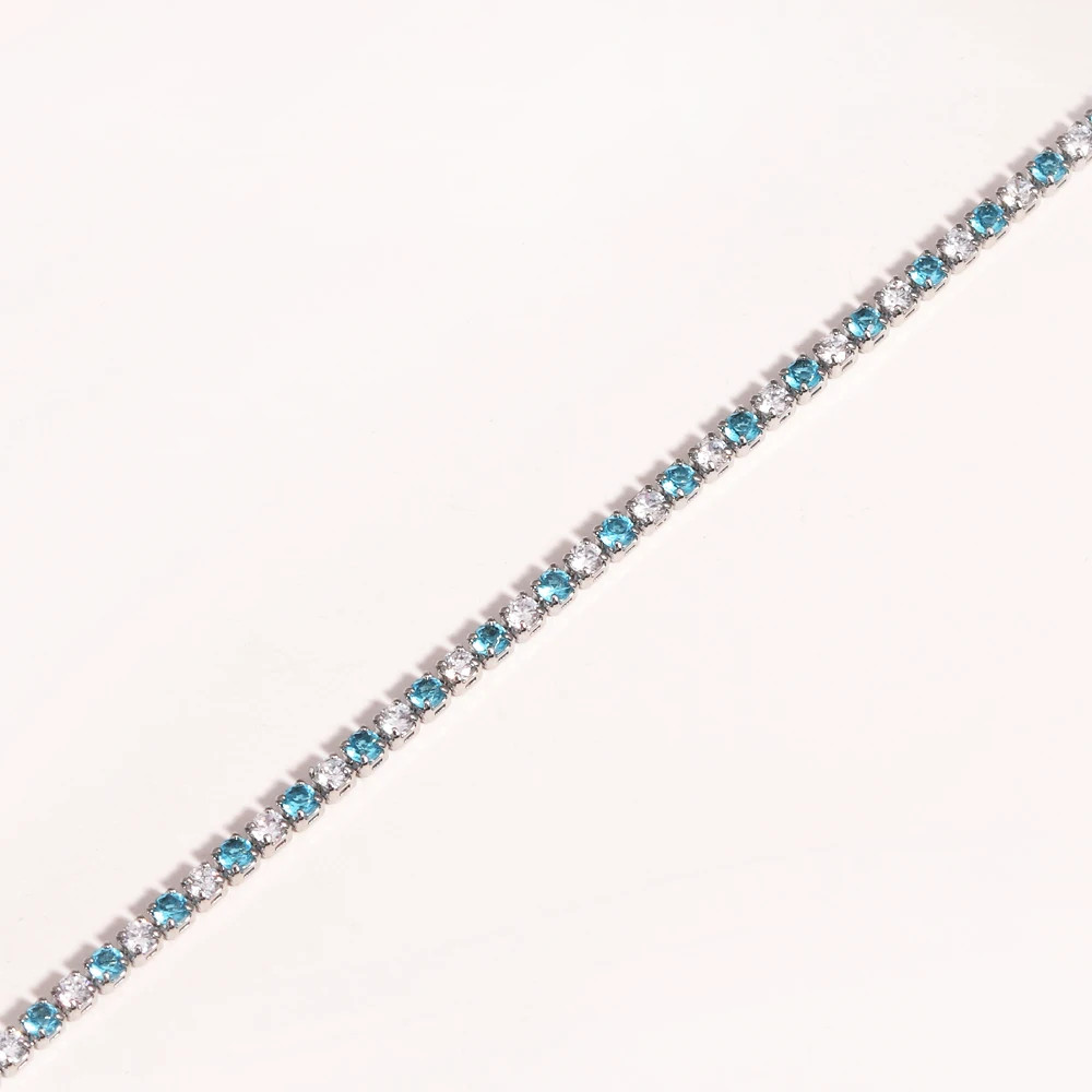 Gold Color Tennis Chain Necklace 2mm Simulated Zirconia 16in Women Jewelry