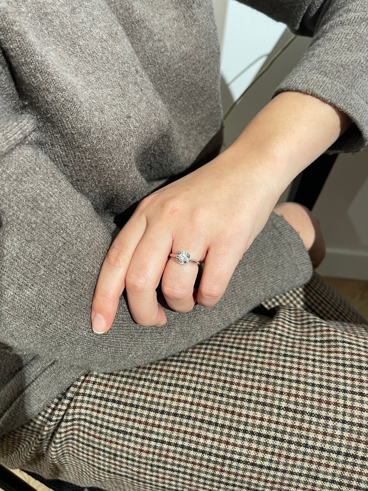 Art Deco solitaire ring in white gold and 0.5ct diamond