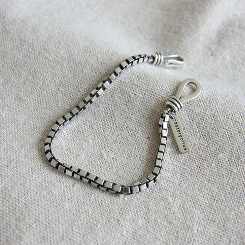 Women’s 925 Sterling Silver Beads Handmade Retro, Geometric Bracelet Gift.