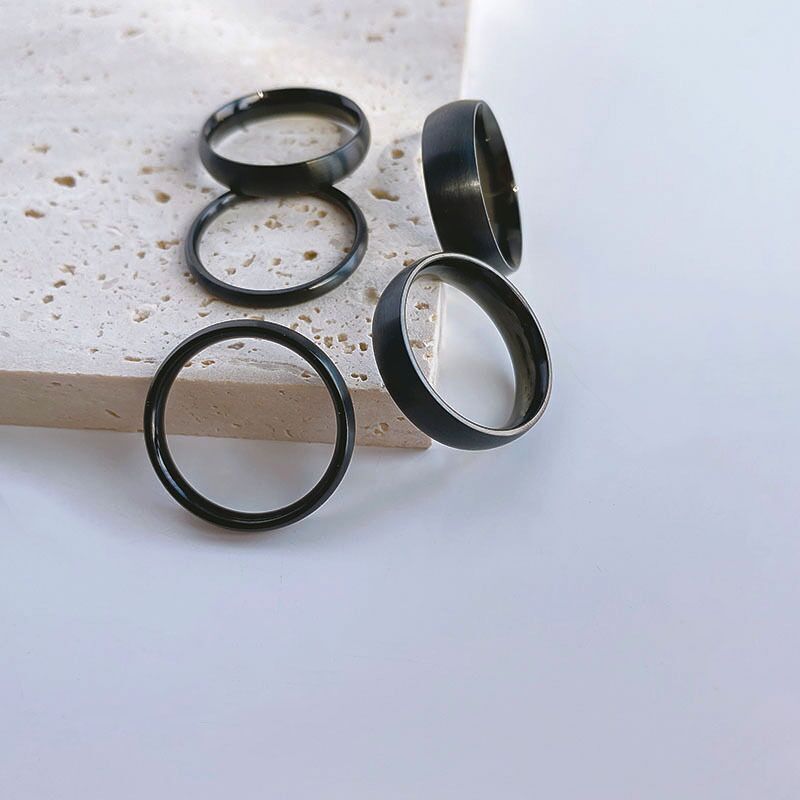 4 Colors 2/3/4/5/6mm Man Woman 18k Gold Plated Brushed Plain Silver Band Ring