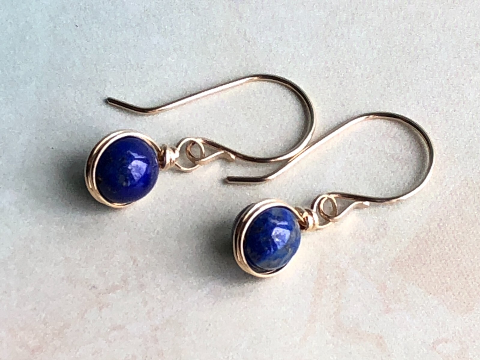 Gold Filled and Lapis Lazuli Earrings, Lapis Lazuli Modern Dangle Earrings