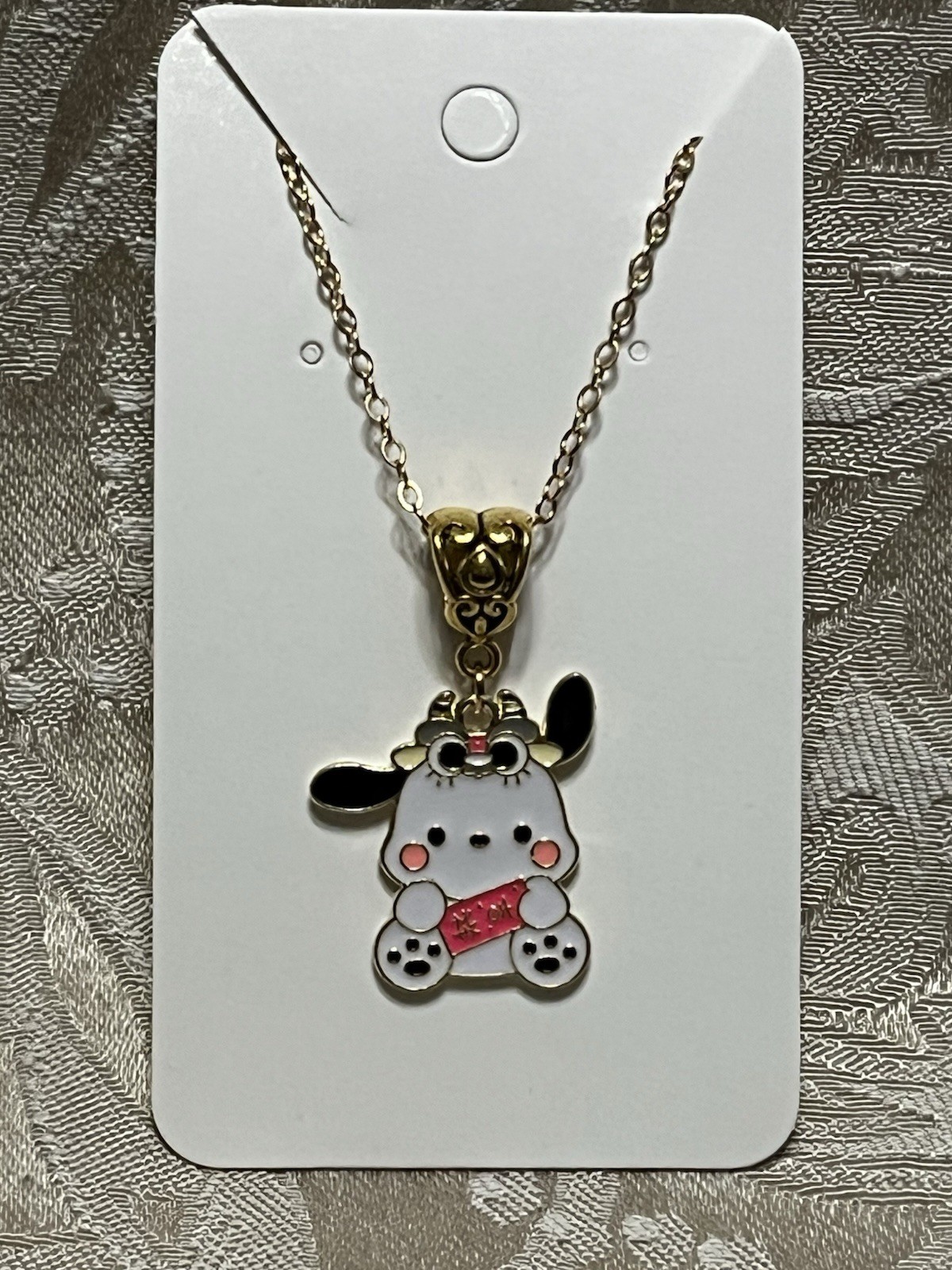 Adorable Pochacco Pendant Gold Pendant Charm Necklace Hello Kitty Necklace 18”