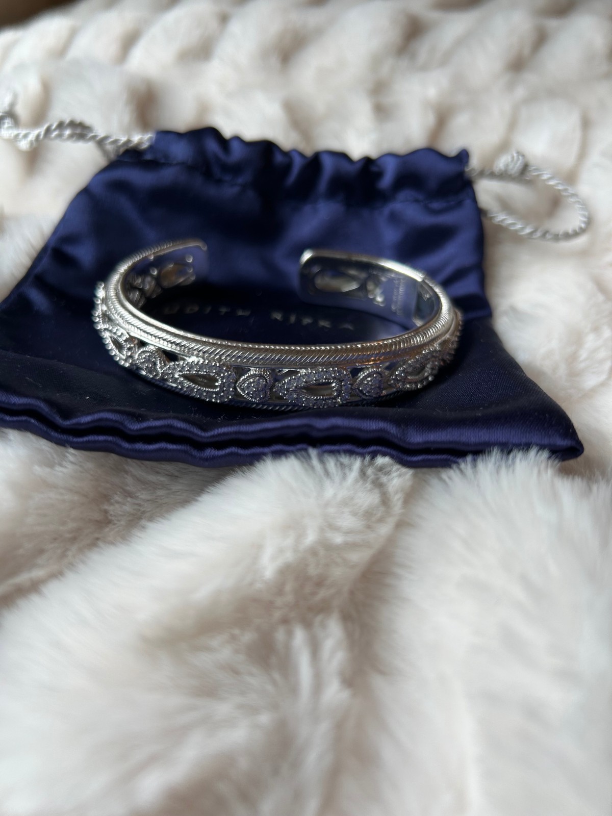 Judith Ripka Sterling Silver Regal CZ Cuff Bracelet