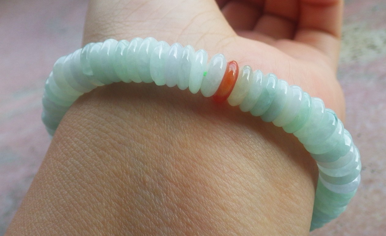 1 piece Green 100% A JADE Jadeite Bead Beads Bangle Circe Bracelet 6.5 in 708579