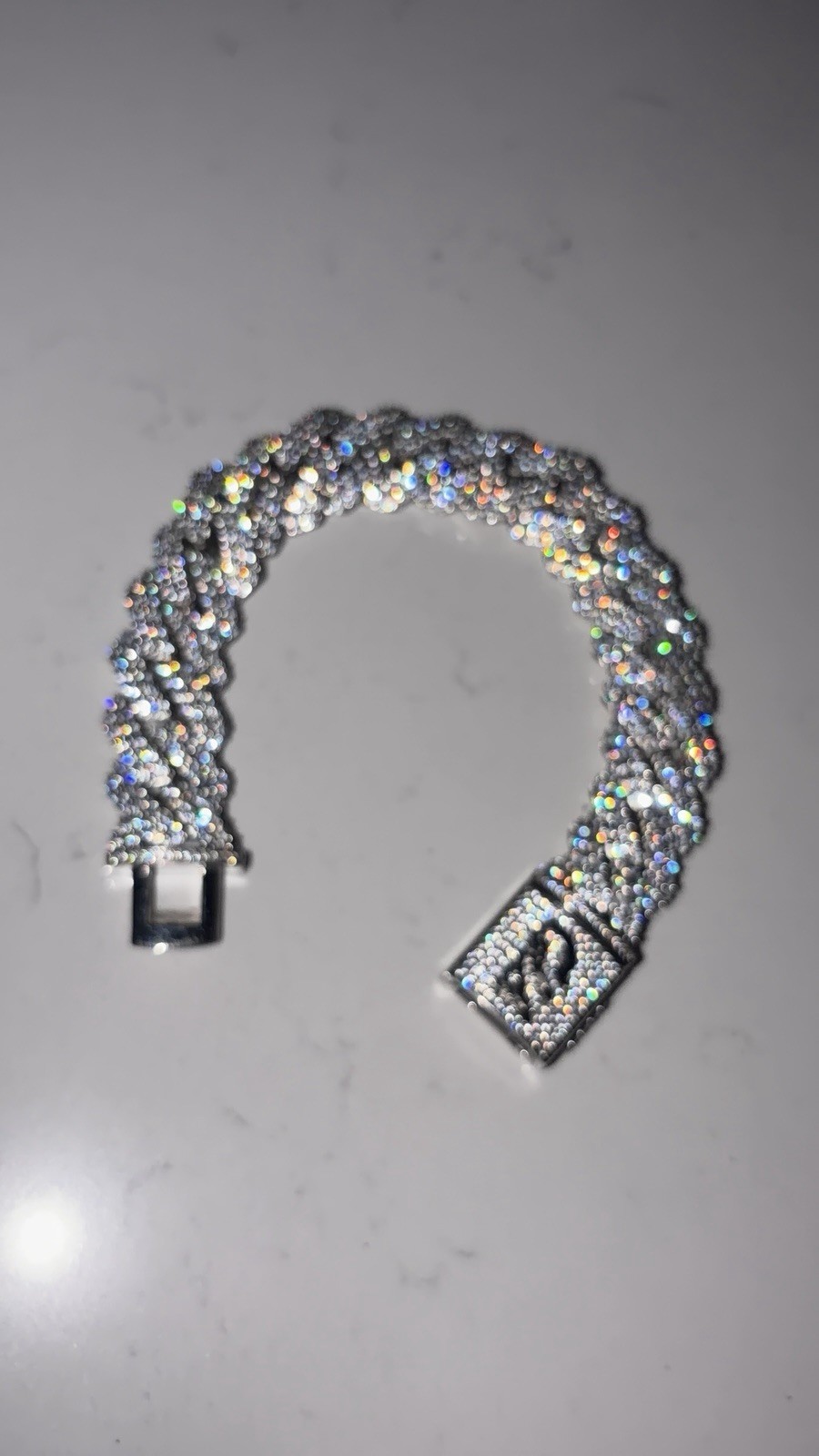 GLD Diamond Prong Link Bracelet in White Gold – 19mm 9”