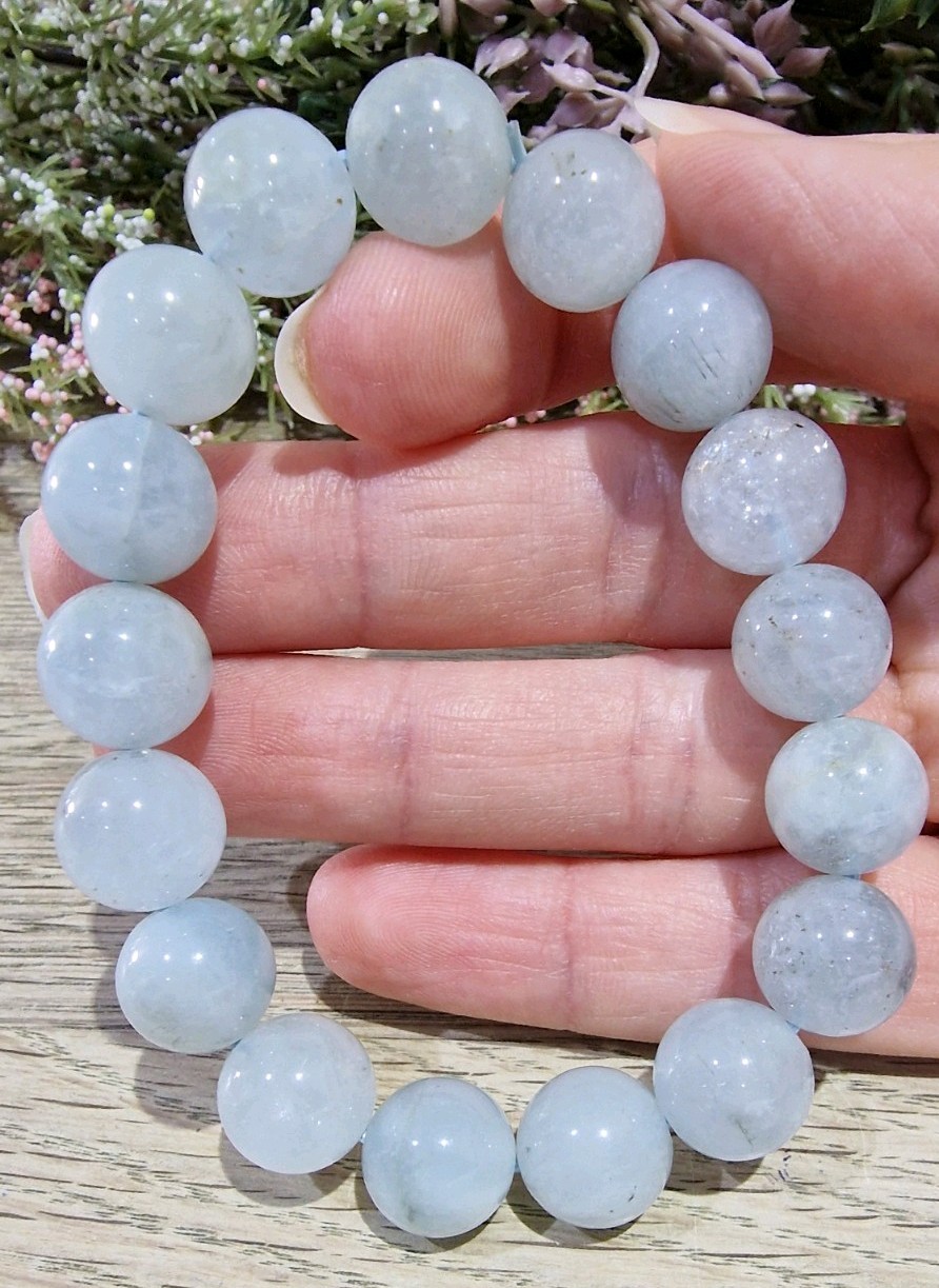 Aquamarine Crystal Beads Bracelet Elasticated 11.7mm