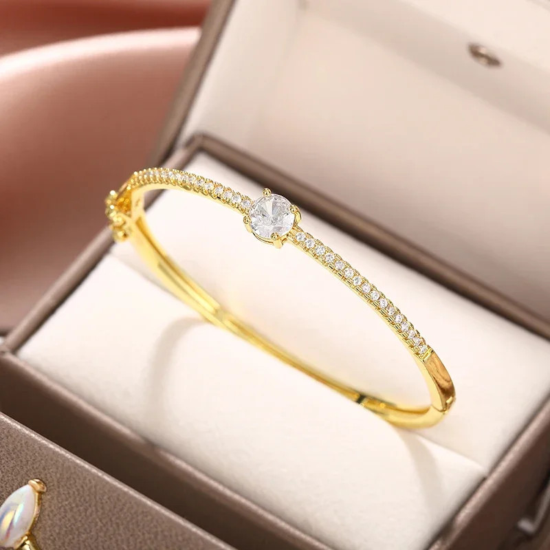Fashionale Women’s Cubic Zirconia Bangle Silver Color/Gold Color.