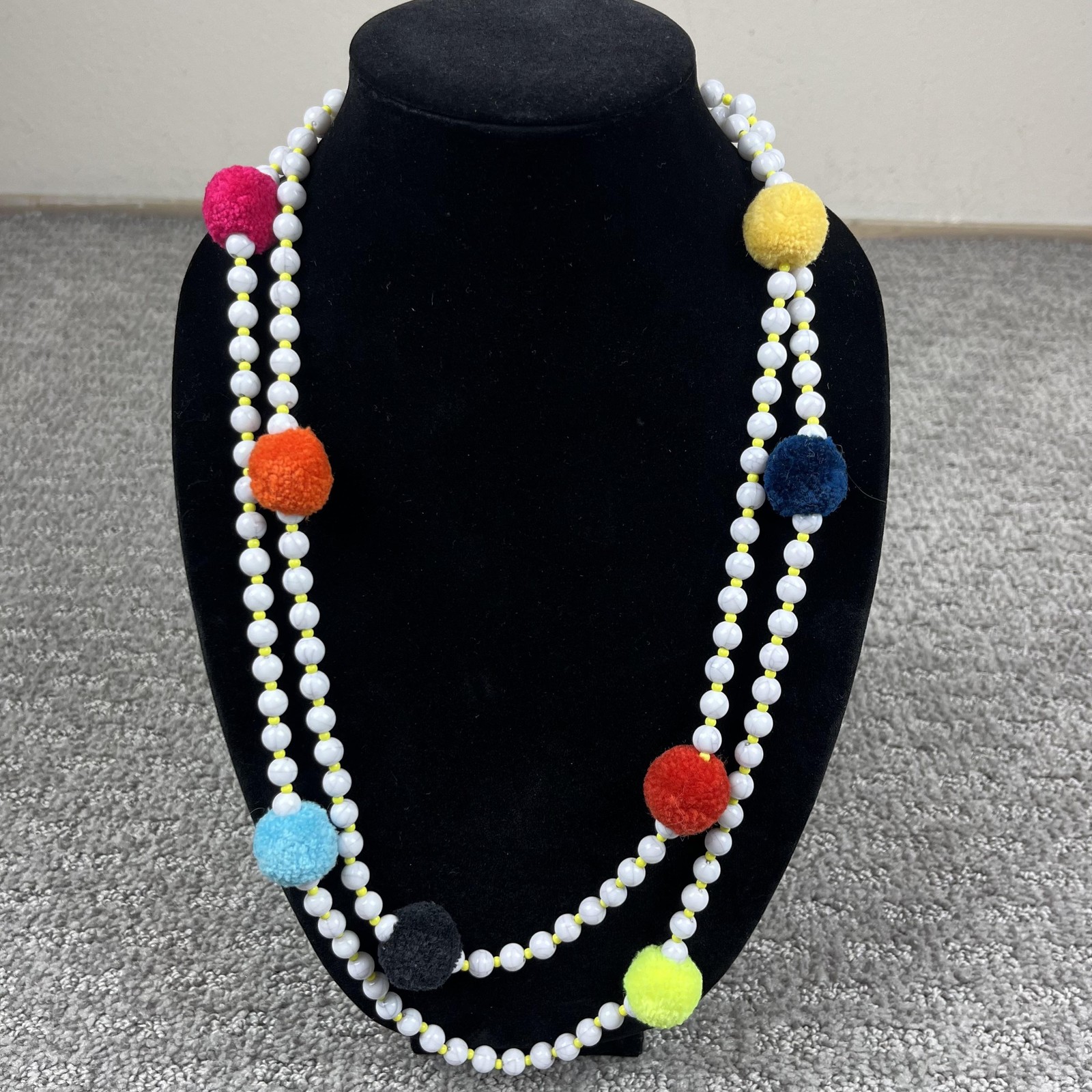 Baublebar Necklace Pom Pom Beaded Statement Signed Jewelry Boho Festival