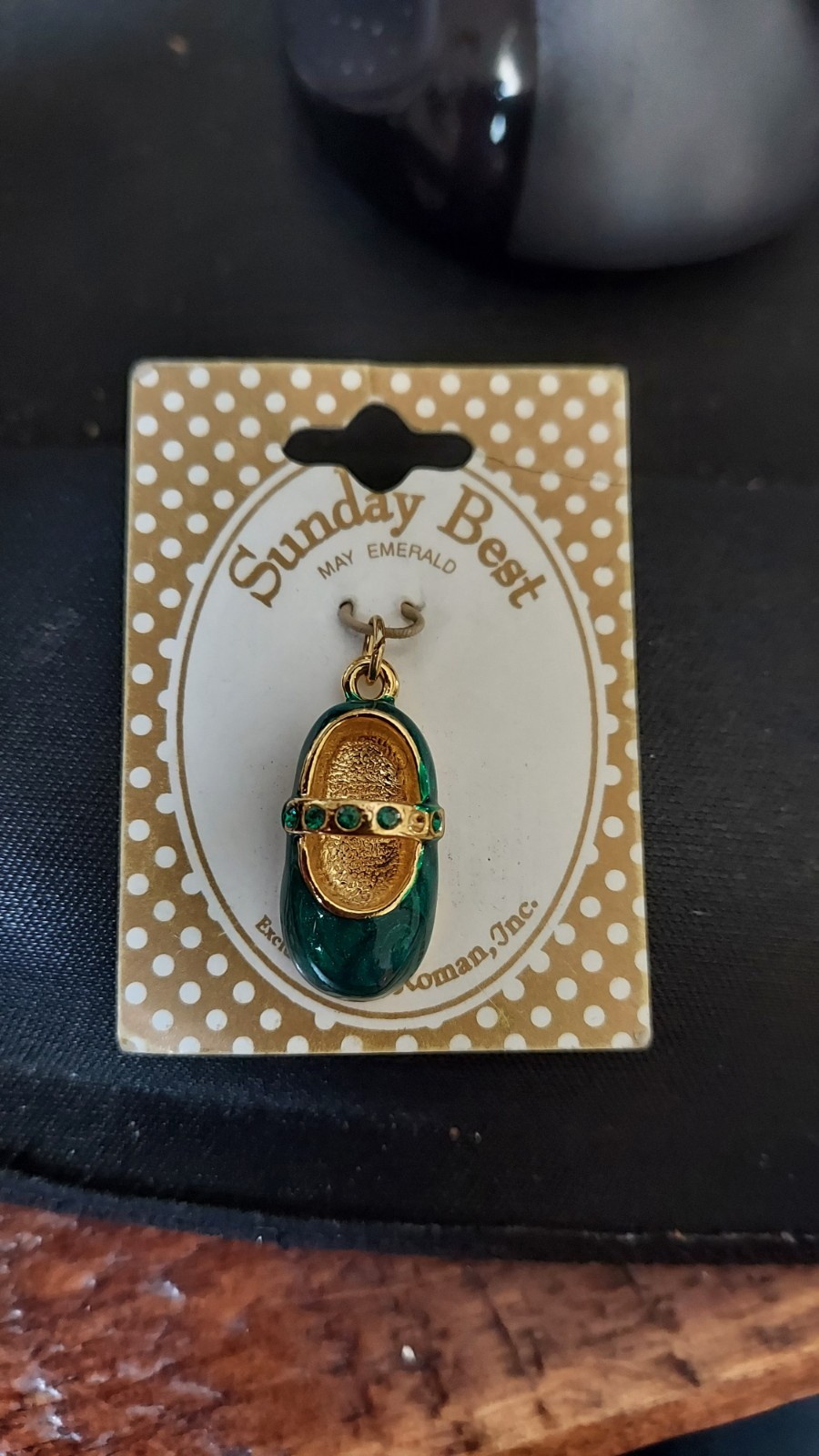 Roman Inc 1″ Charm Itty Bitty Baby Green Mary Jane Shoe Rhinestone Jewelry NWT