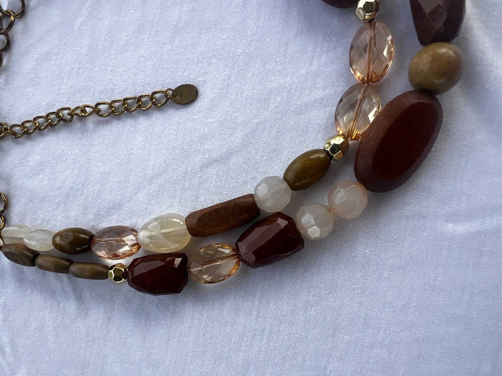 Vintage Style Statement Double Layer Necklace Ornate Fashion Brown Jewelry