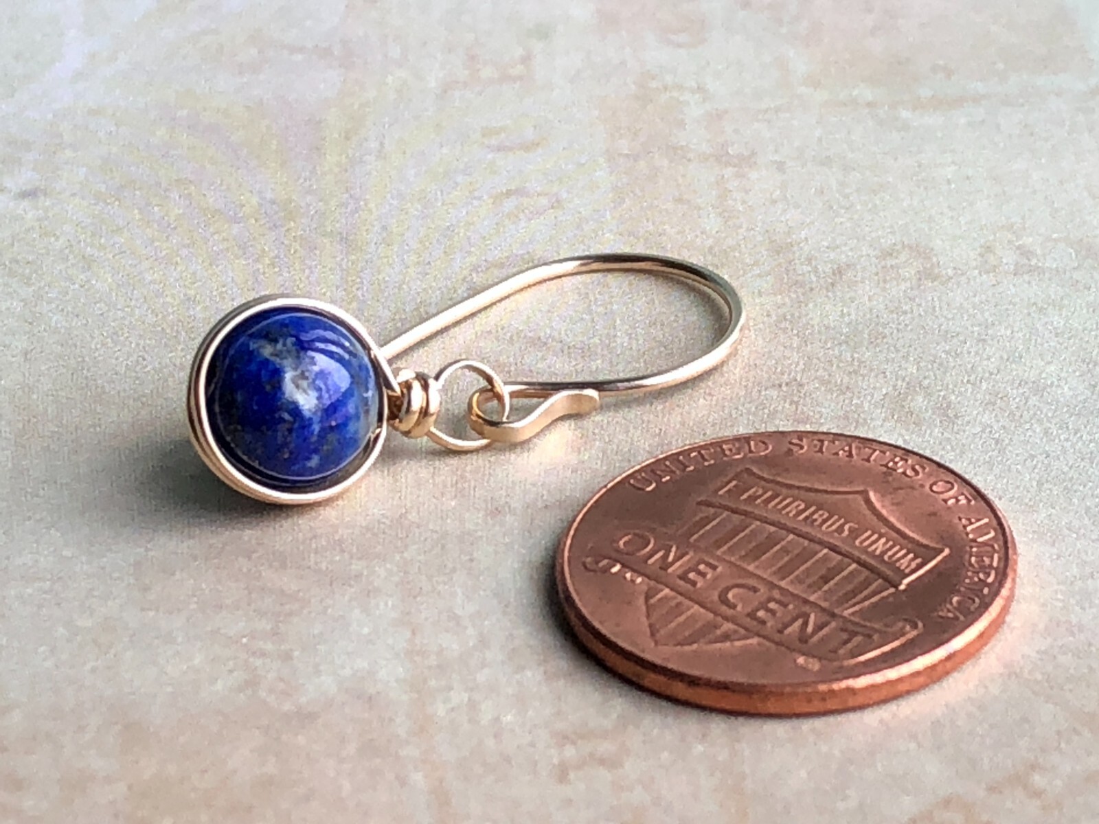 Gold Filled and Lapis Lazuli Earrings, Lapis Lazuli Modern Dangle Earrings