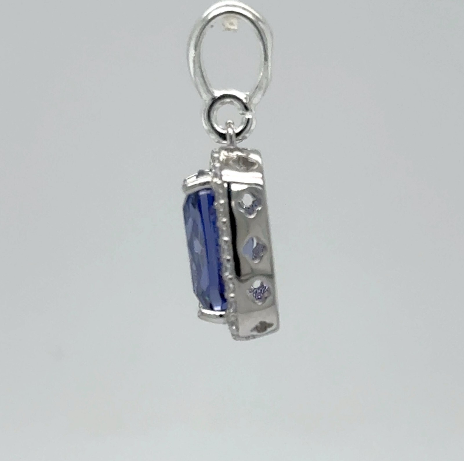 Square / Rectangle Blue TANZANITE CZ Pendant 925 STERLING SILVER Necklace #99e