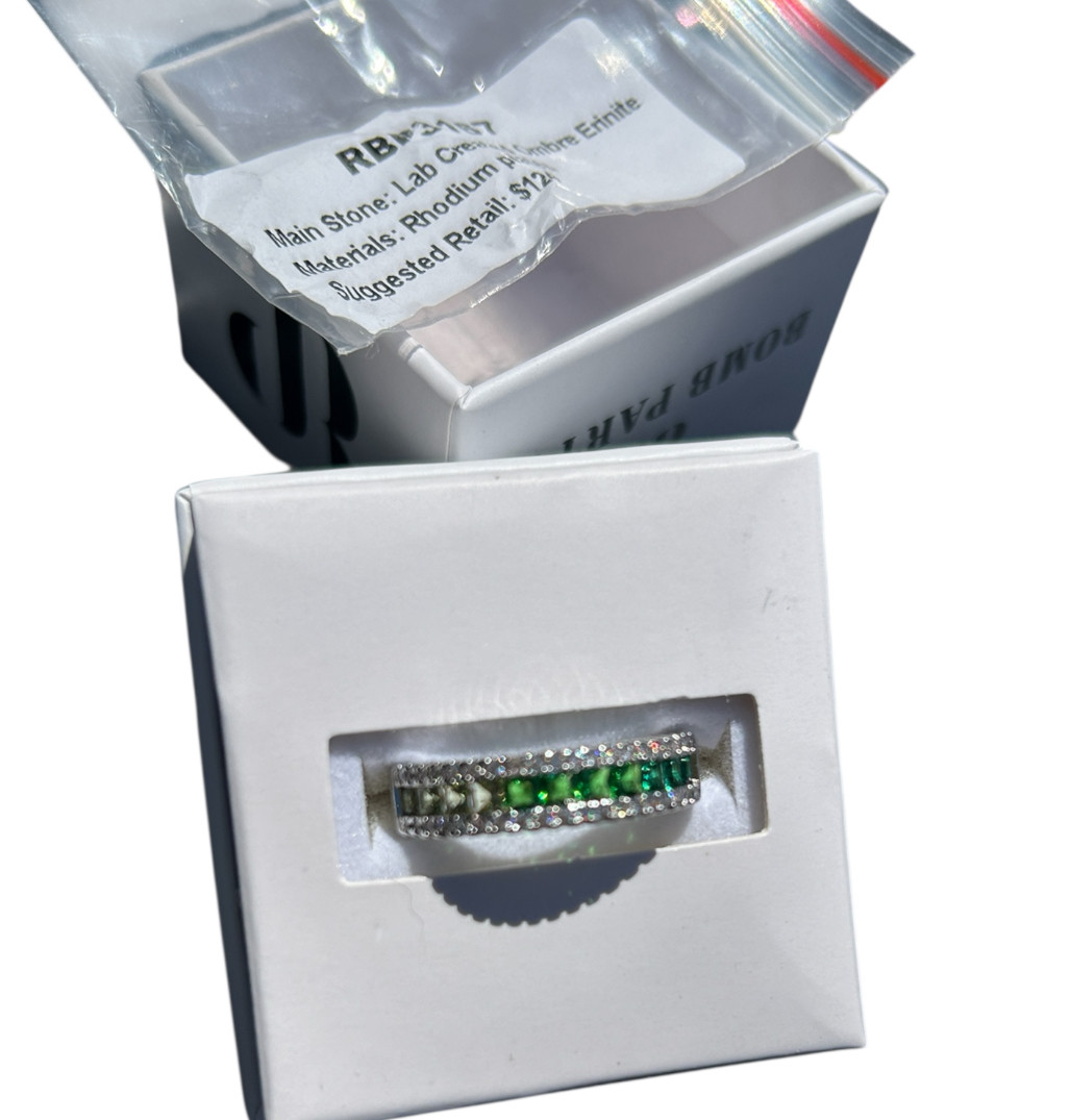 RING BOMB PARTY RBP3167 Lab Created Ombre Erinite Ring Size 10 NEW IN BOX
