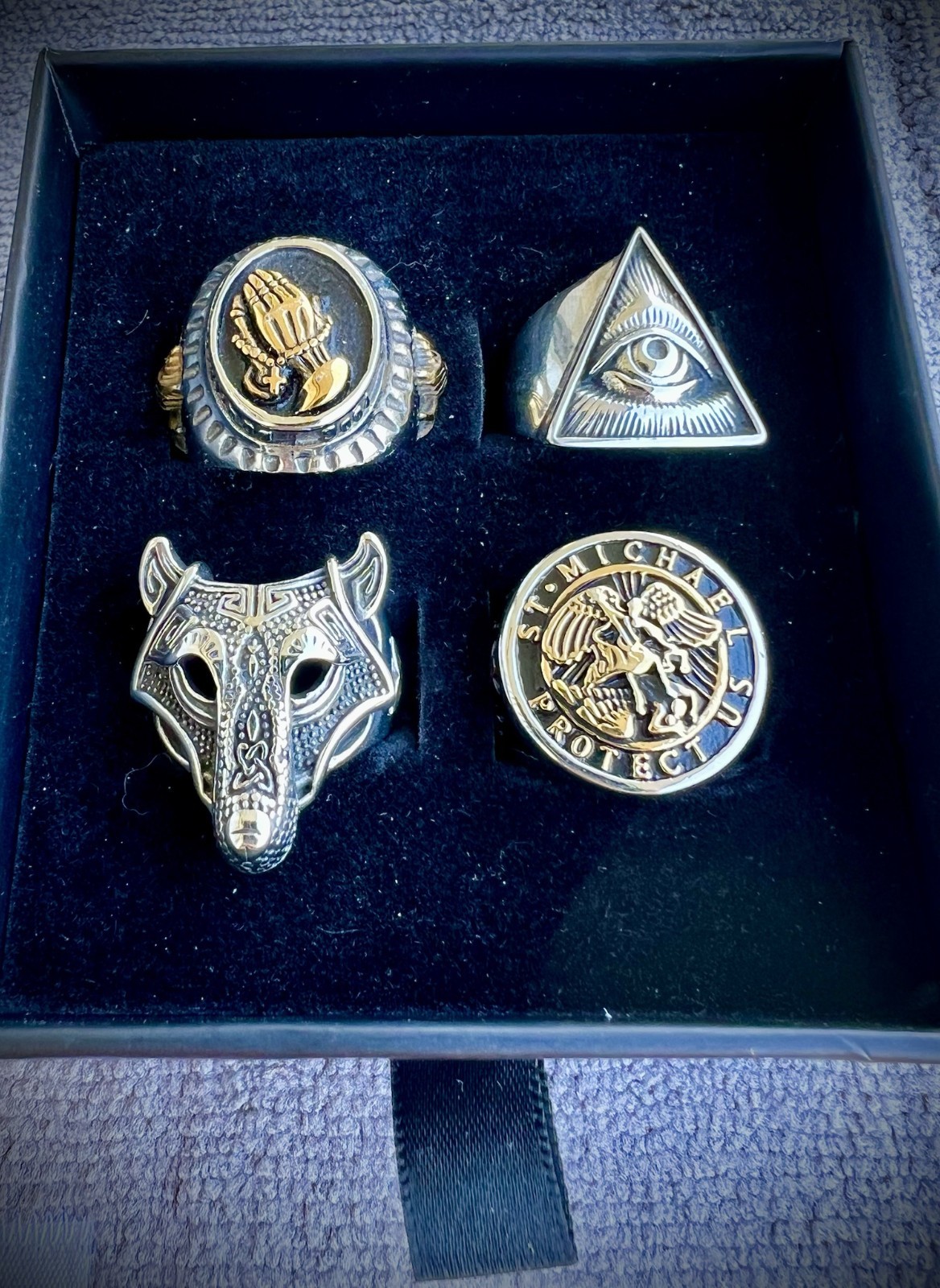 12 pc Rings Set Silver Punk Rock Alt Goth Jewelry (various sizes)