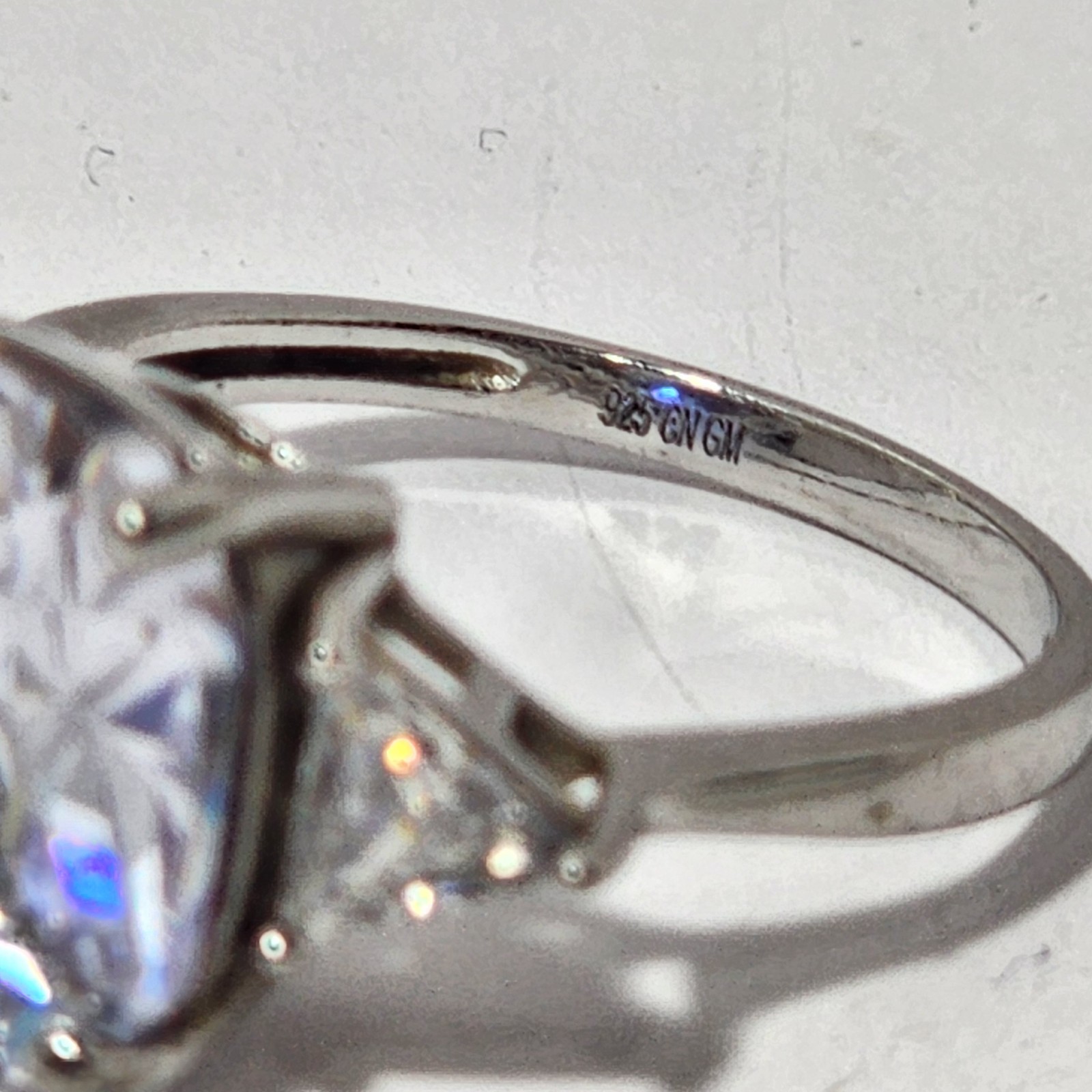 Sterling Silver 925 Cushion Cut CZ Engagement/Promise Rhinestone Ring Size9/19mm