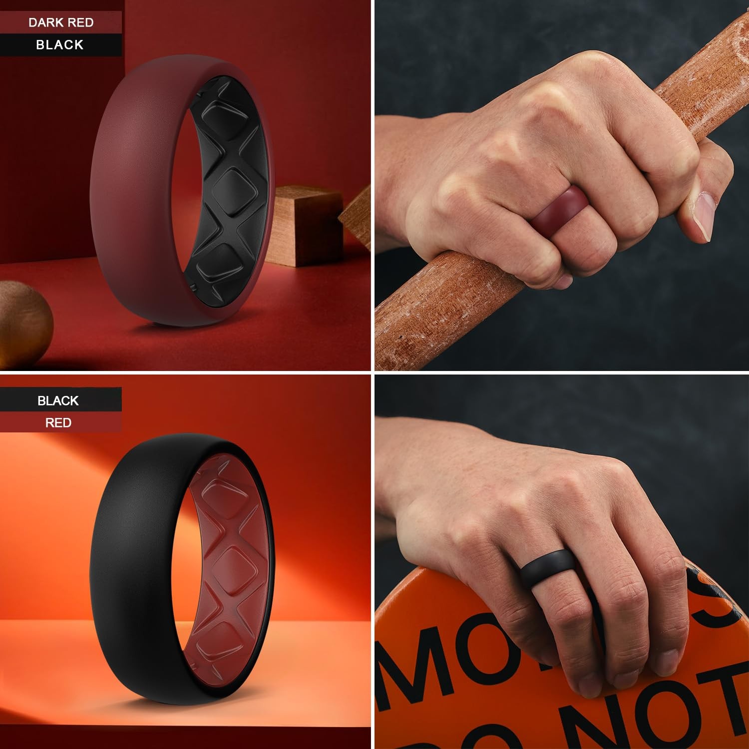 Egnaro Silicone Ring Men 1/4/5/6/7 Multipack of Breathable Mens Silicone Rubber