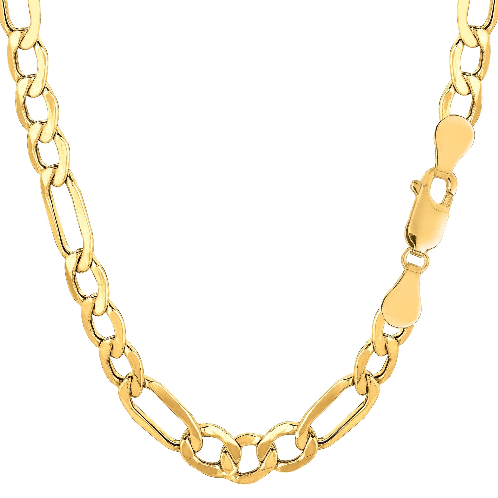 14k Yellow Real Gold Filled Solid Figaro Chain Necklace, 6.0 mm, 18″