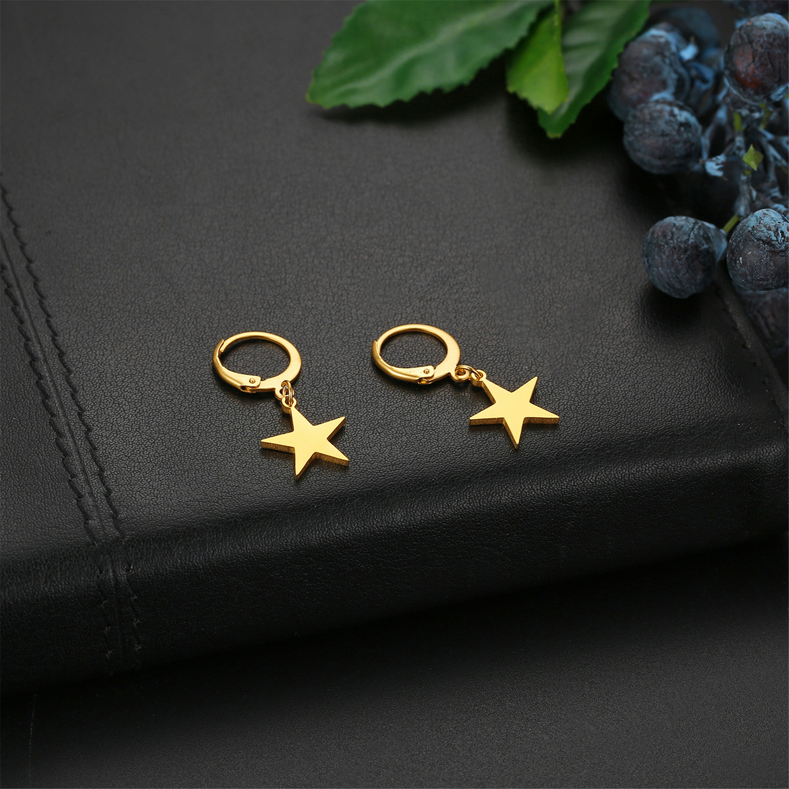 4/8 Pair Stainless Steel Moon Star Huggie Huggie Dangle Hoop Earrings Women Girl