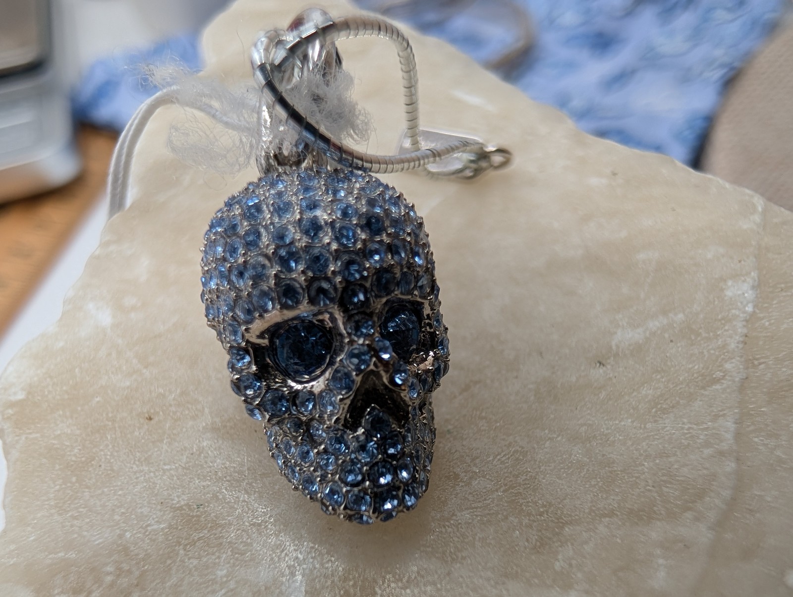 COACH NWT Blue Pave Crystal Skull Charm Silver Tone Sparkly RARE READ