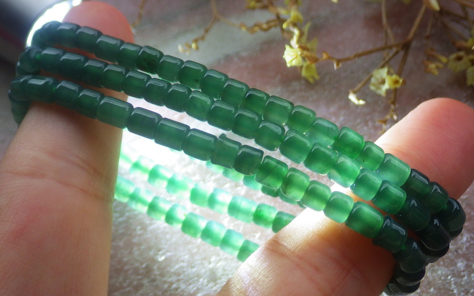 1 Pcs Icy Green 100% A JADE Jadeite Bead Beads Bangle Bracelet 6 inches 734712