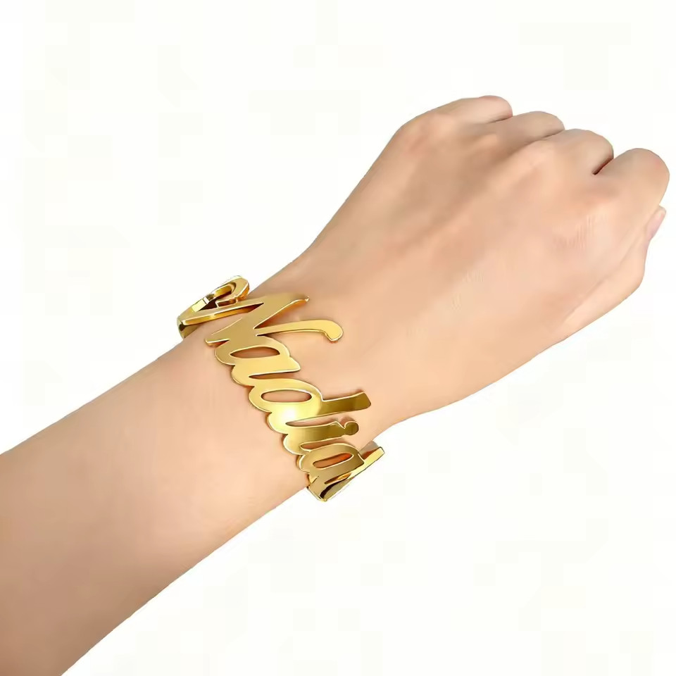 Custom Name Bangle Cuff Jewelry High Quality Stainless Handcrafted Adjustable