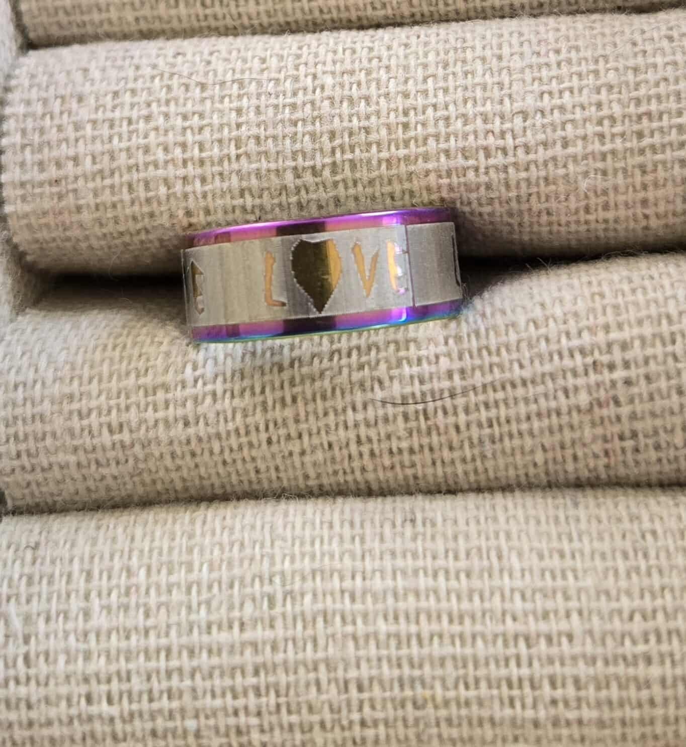 LOVE Titanium Steel Ring Multi-Color Women’s Size 5 Band Next Day Shipping