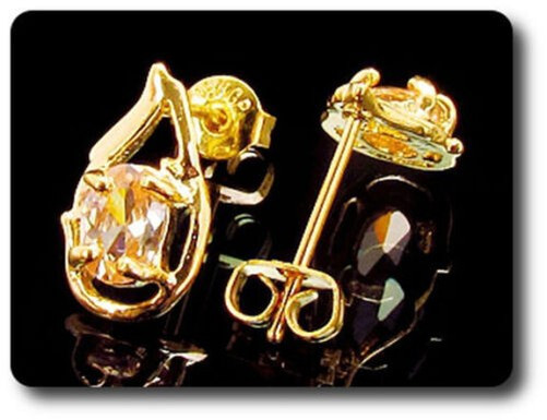 Earrings Orange Sapphire 0 3/32×0 9/32in Gold Plated 18 K&n