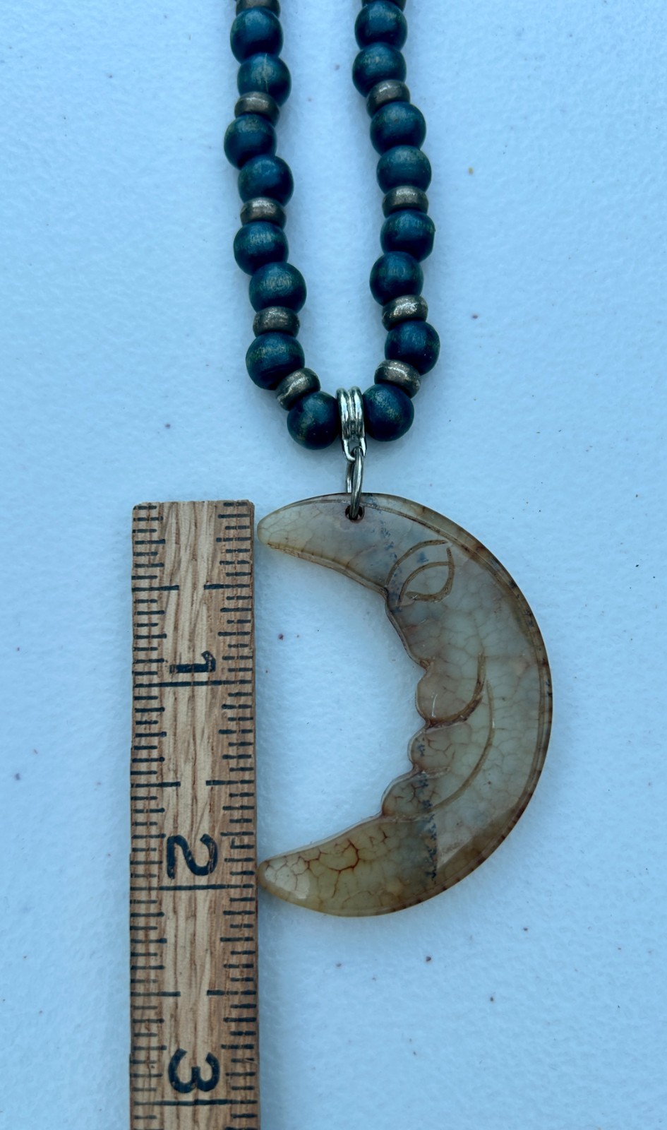 Beaded Celestial Crescent Moon Face Necklace Whimsicore Witchy Festival Jewelry