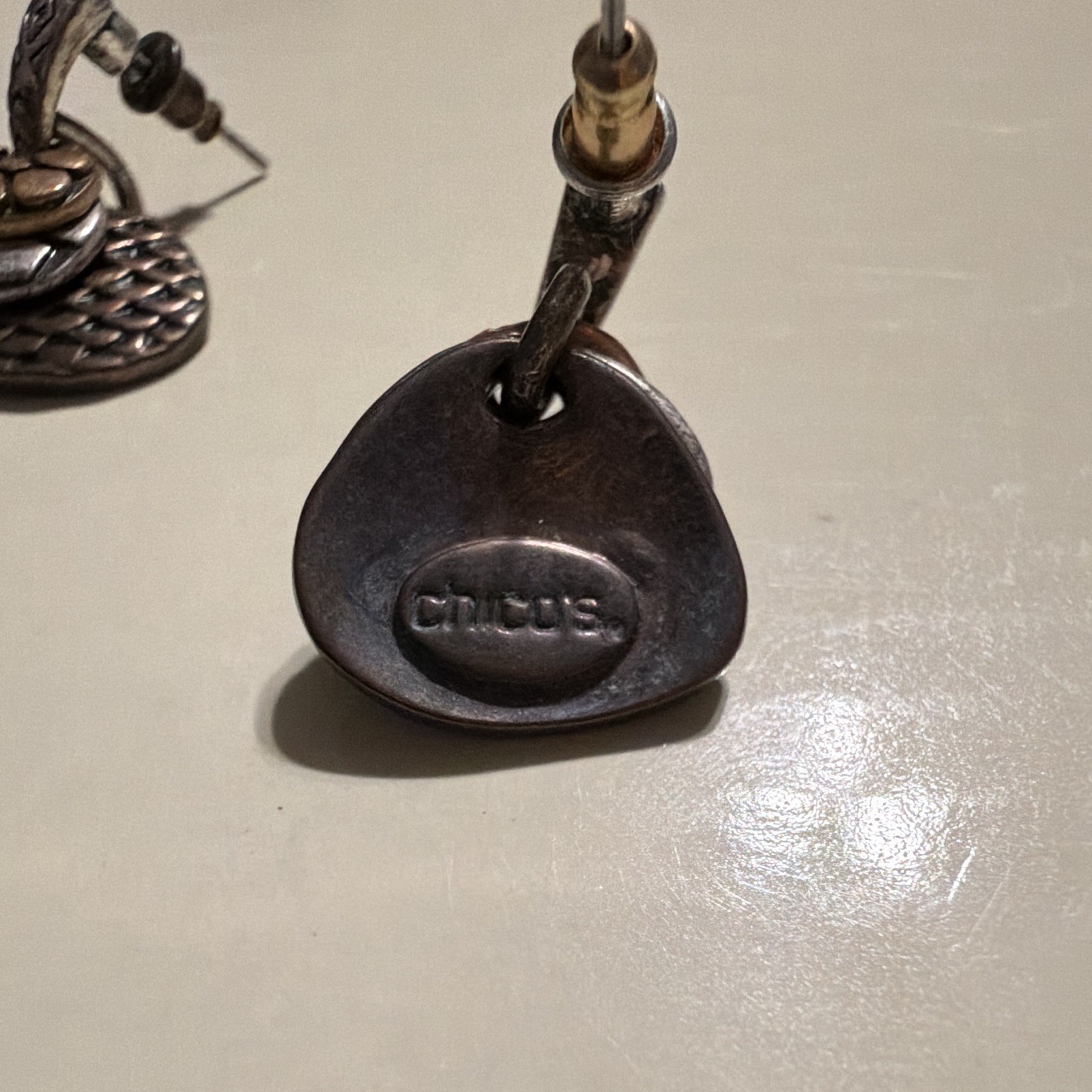 Chico’s Two-Tone Gold/Silver Teardrop Dangle Earrings, Butterfly, Signed
