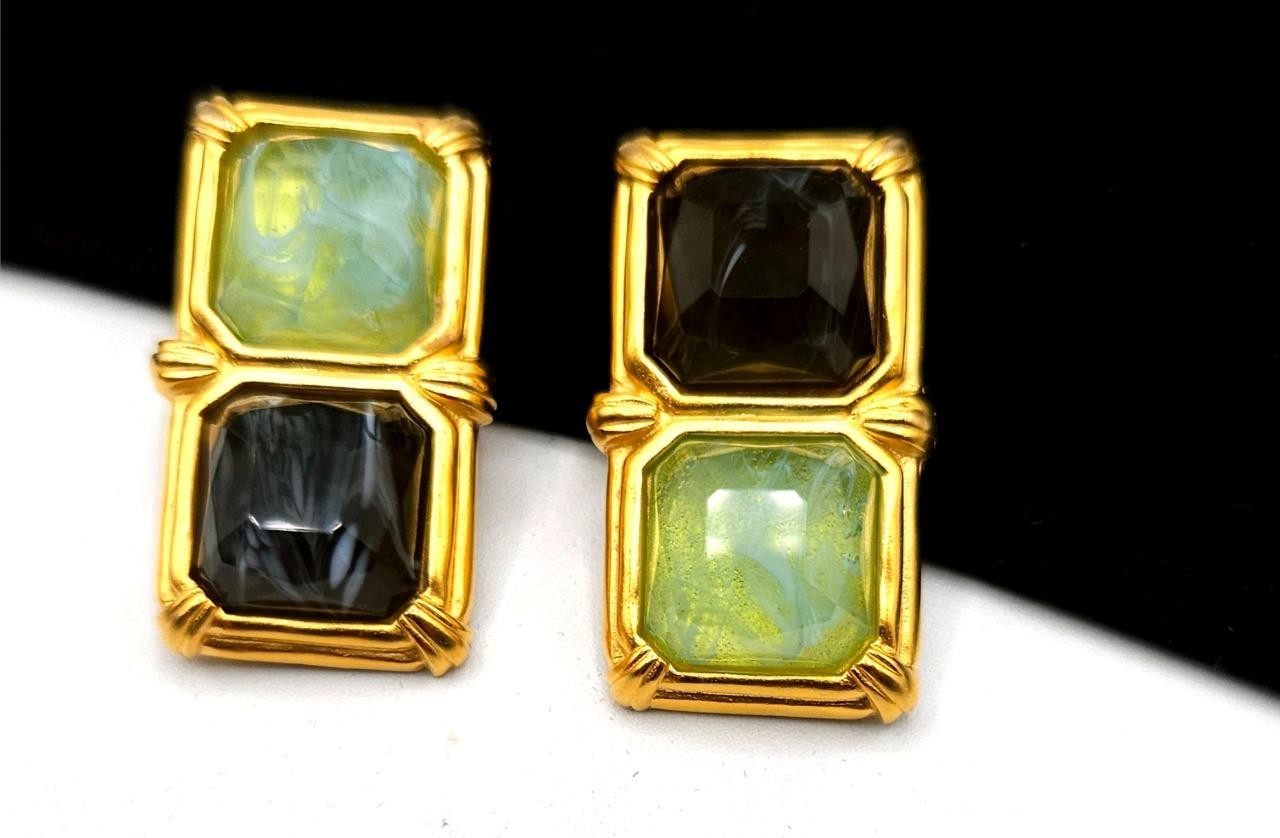 CHANEL DESIGNER KARL LAGERFELD Haute Couture Etruscan Faceted Stones Earrings