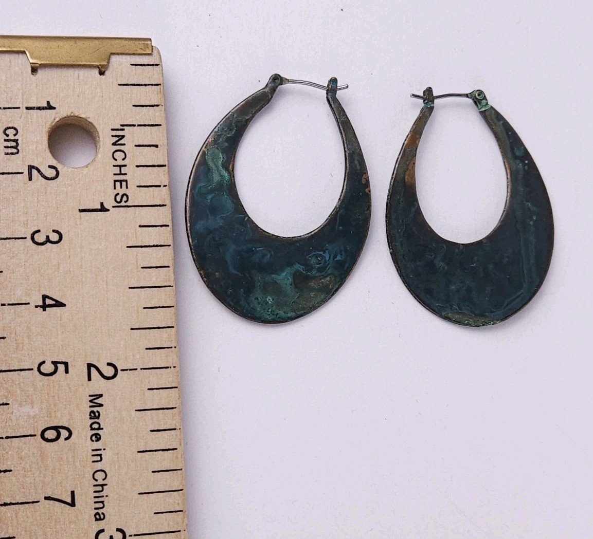 Teardrop Verdigris Copper Swirl Dipped Turquoise Blue Earrings – KC Makers Mark