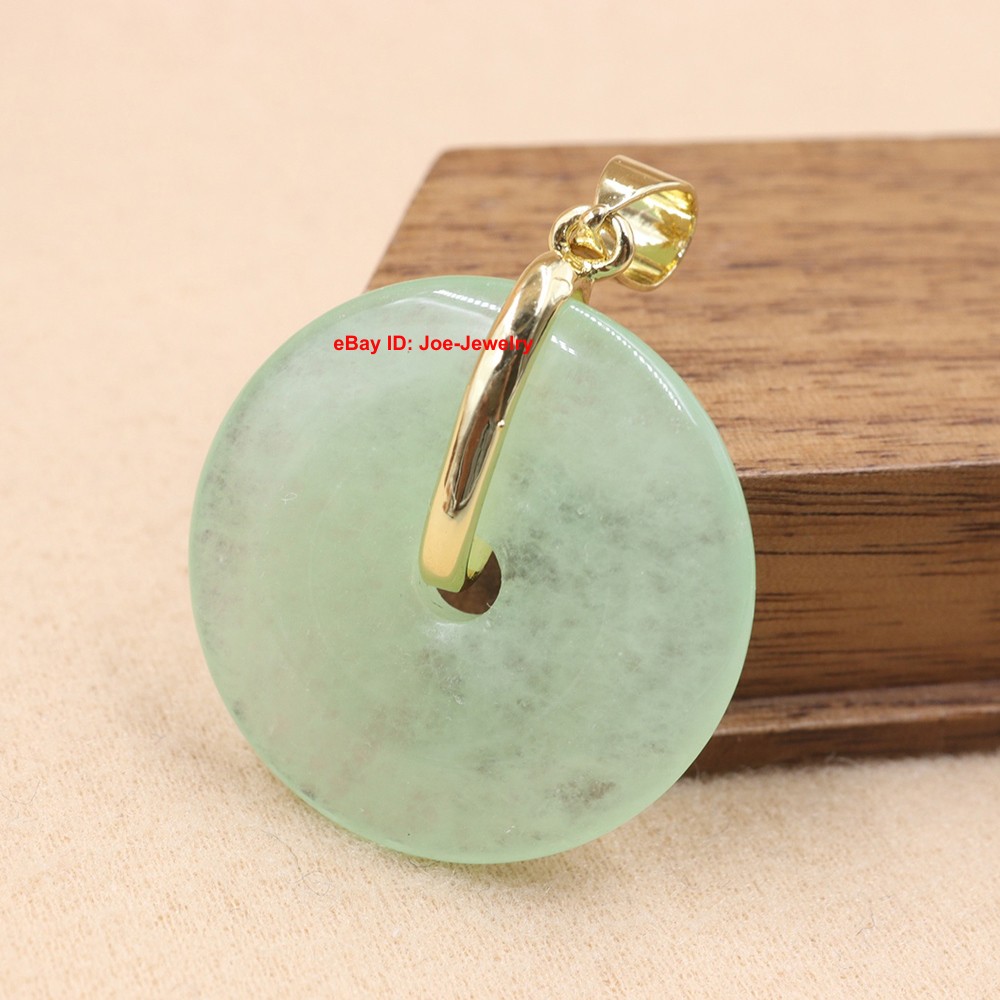 NEW Yellow GP Alloy Pendant Heated Light Green Jade Safe Circle – Lucky Amulet