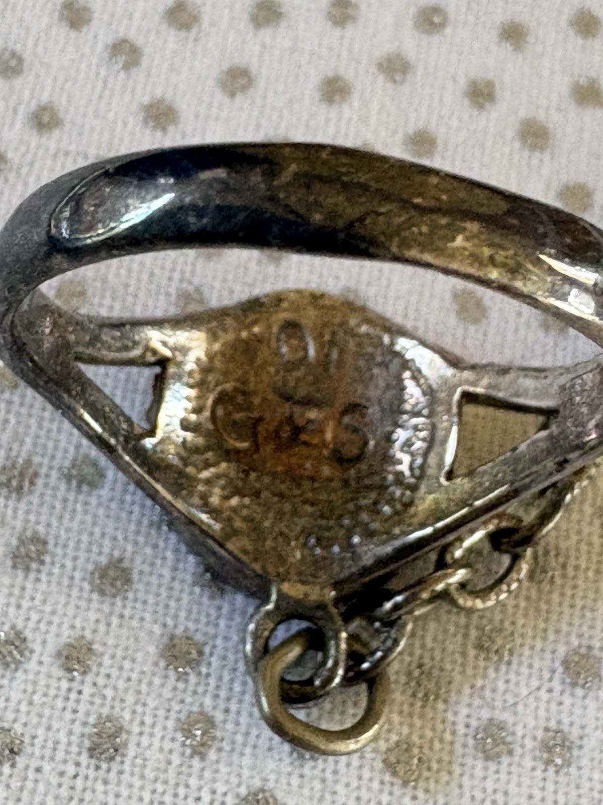 G & S 86 Silver Tone Pentagram Slave Chain Bracelet Attached Ring Size 10