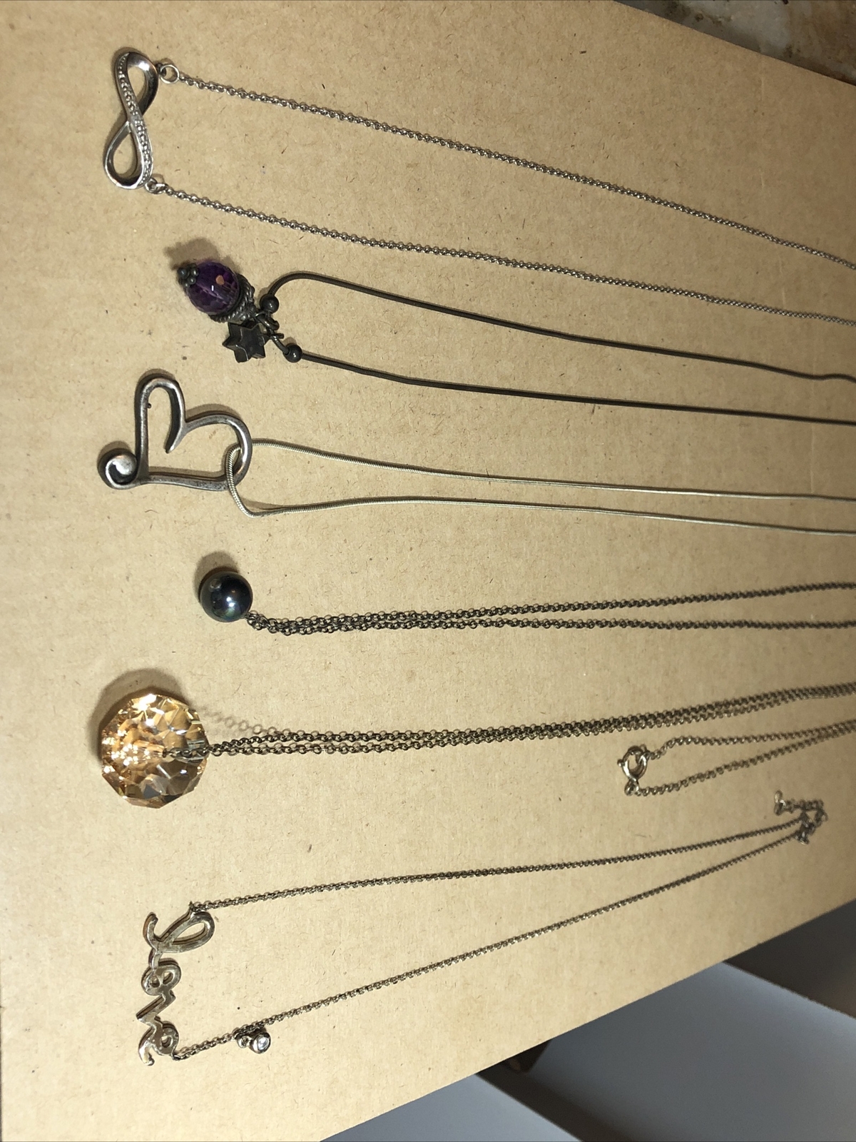 Vintage 925 Sterling Silver Mixed materials Pendant Necklaces Lot of SIX 26g