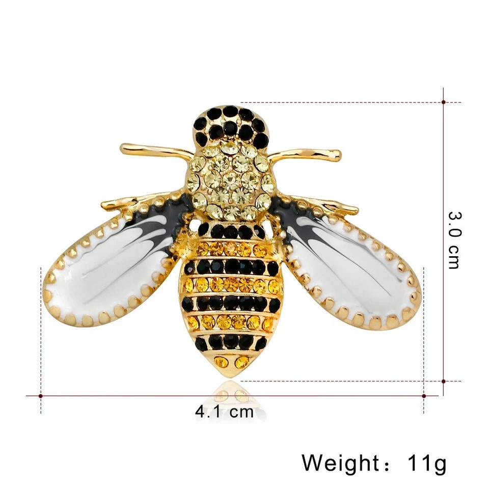 Rhinestone Bee Brooch Pin Gold Tone Insect Jewelry, Summer Beach Jewelry Gift US