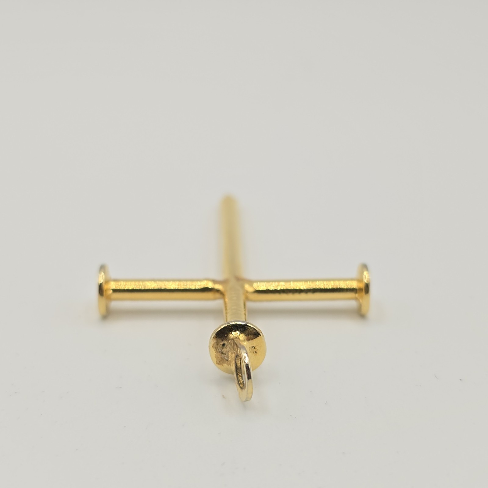 Three Nail Cross Gold Tone Pendant Christian Religious Jewelry 2.25″