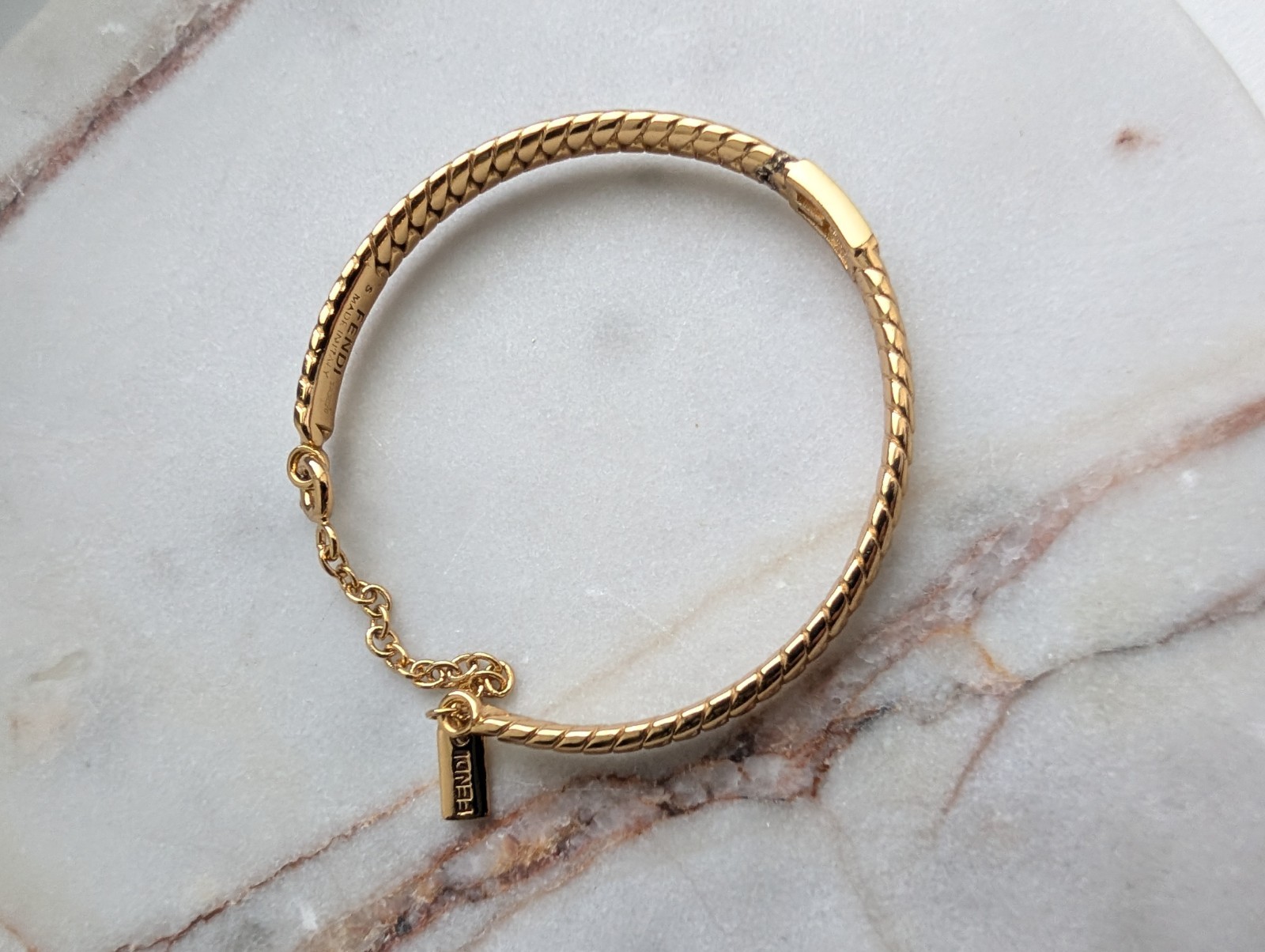 Vintage Fendi Gold-Plated “FF” Logo Bangle Bracelet – Repair & Restoration