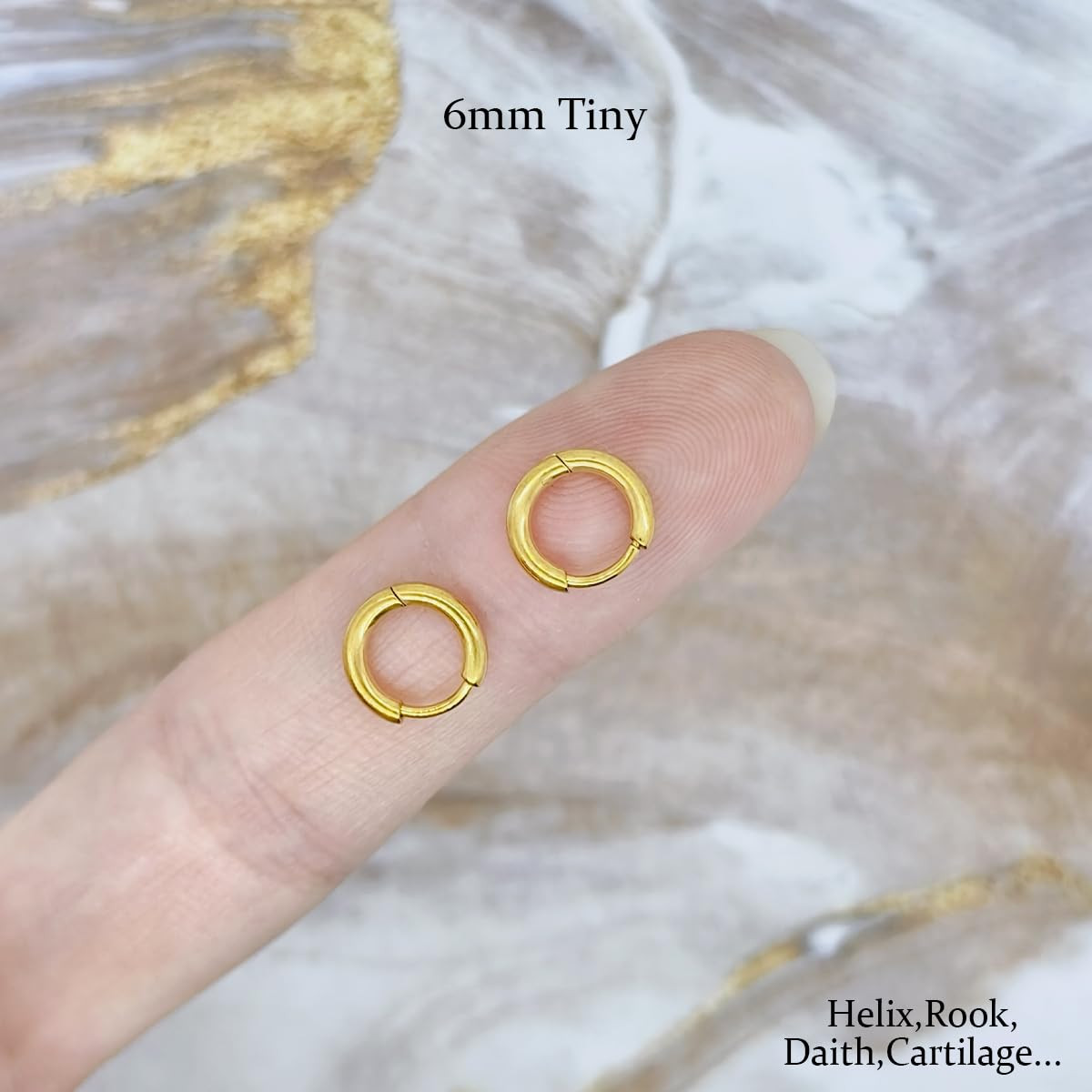 1 Pair 6Mm Small Hoop Earrings for Women, Dainty 14K Gold Plated Huggie Hoop Ear