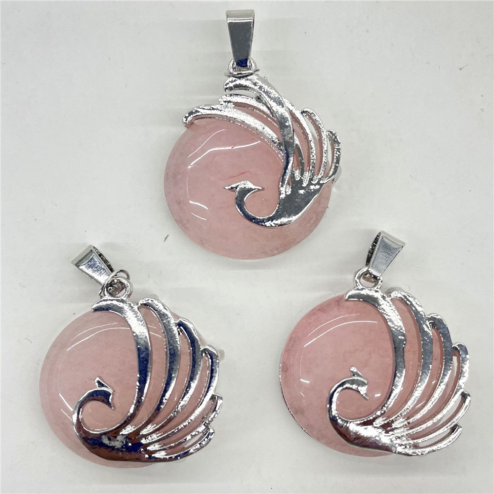 10pcs Mixed Natural Stone Round Peacock Pendants Healing DIY Jewelry Making