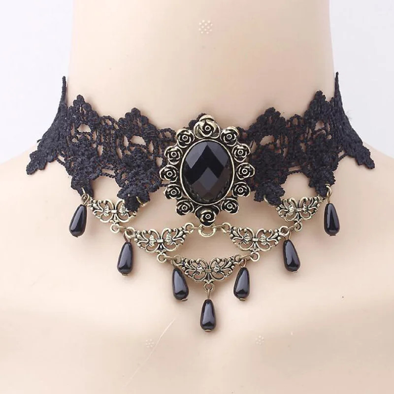 Lady Chokers Leaf Tassel Women Neck Jewelry Accessory Girl Lace Gothic Vintage S
