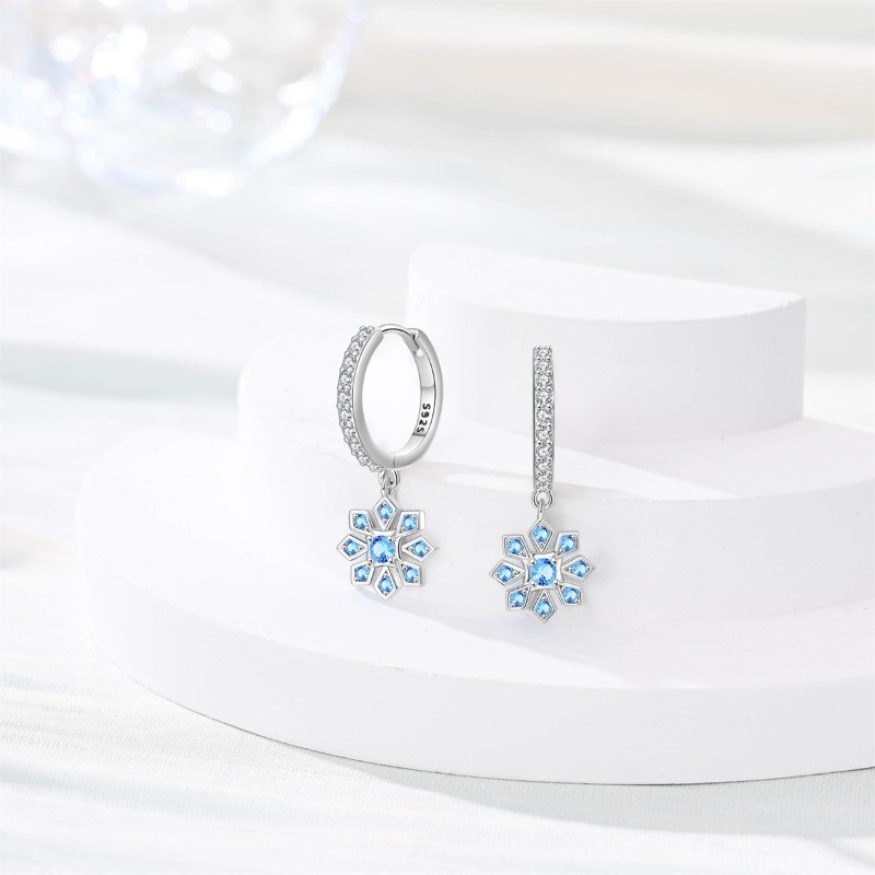 PANDACH 925 Sterling Silver FFashion Frost Crystal Drop Earrings For Women Girls