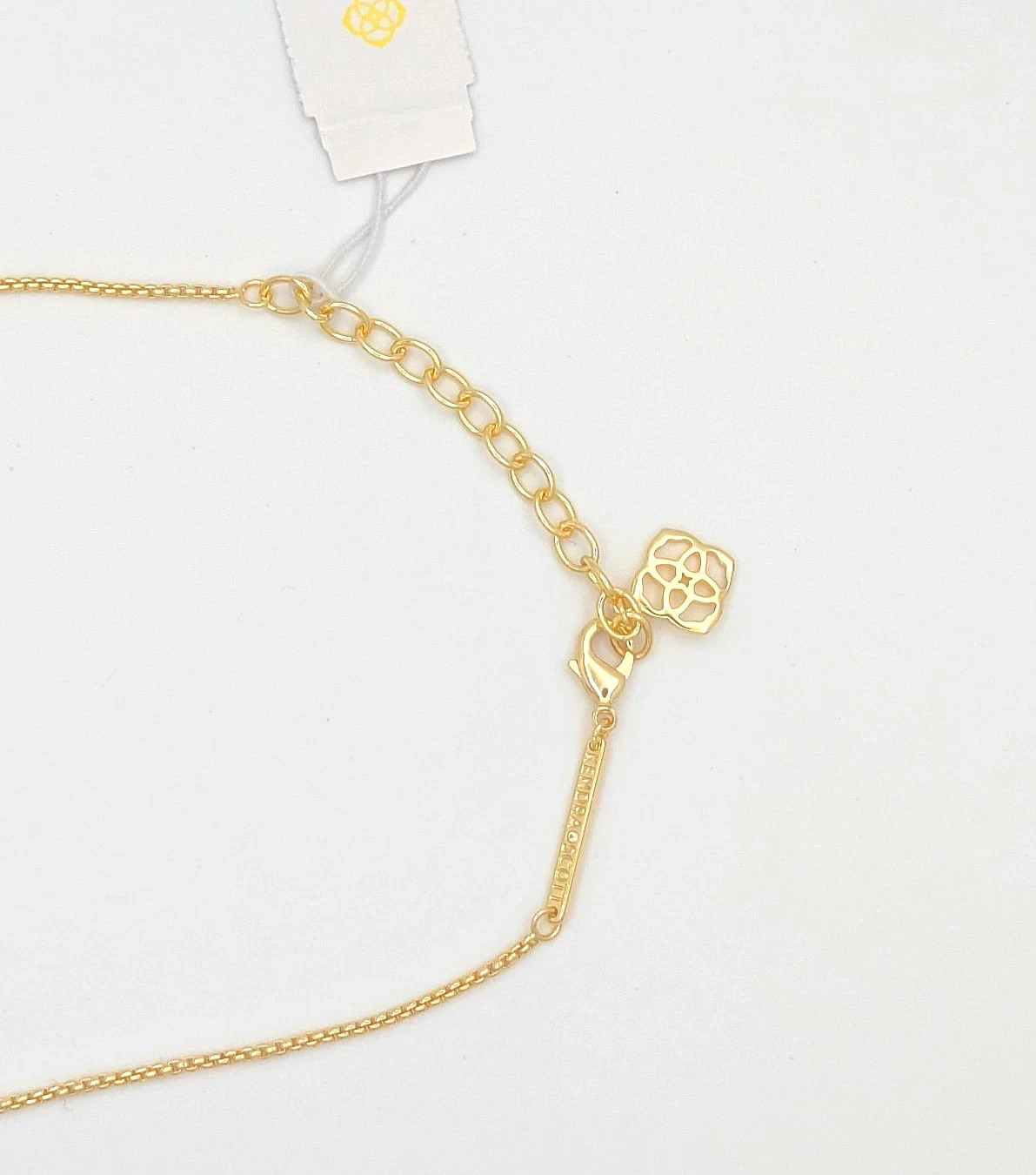 Kendra Scott Gold Plated Adj. Leanor Bar Pendant Necklace in Blue Cats Eye