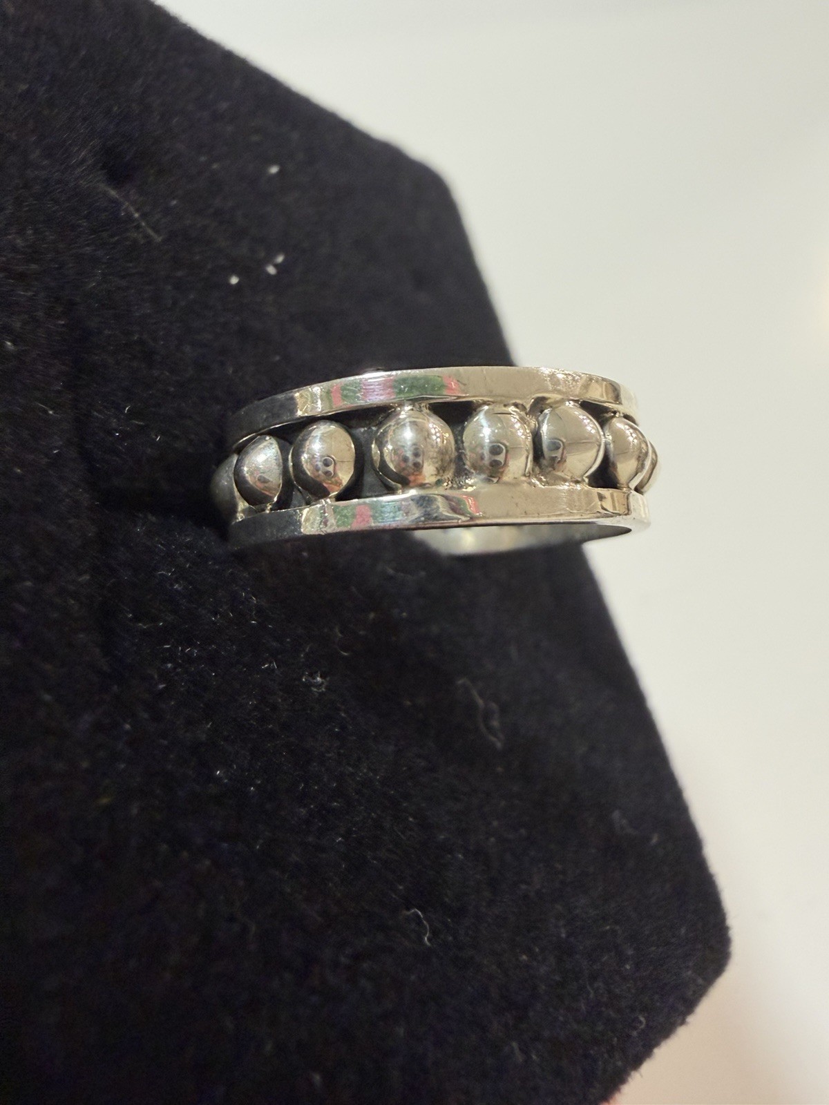 Vintage Mexico 925 Sterling Silver Beaded Ball Band Ring!Size 5.5-6!