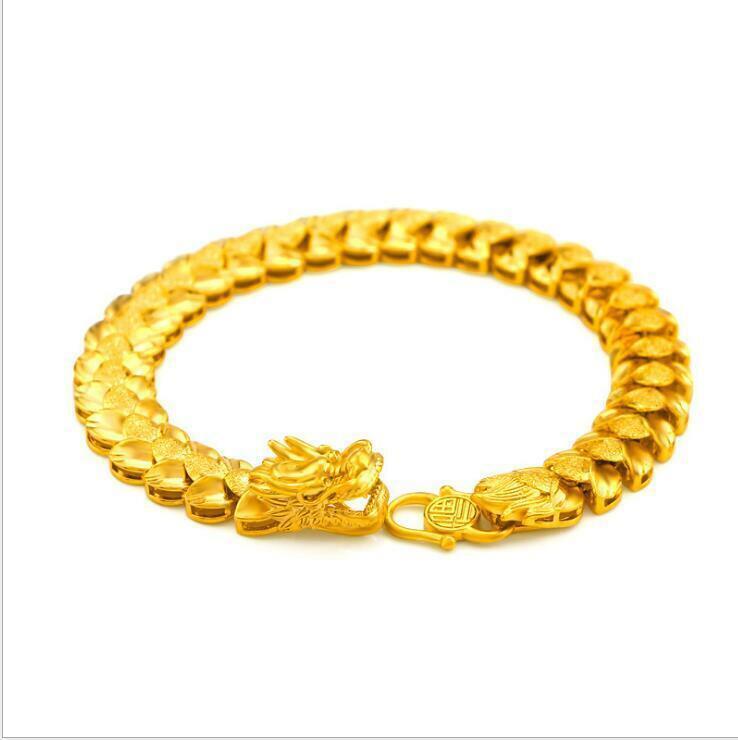 Men’s Dragon 22k 23k 24k Thai Baht Yellow Gold Gp Bracelet 8.2inch30g