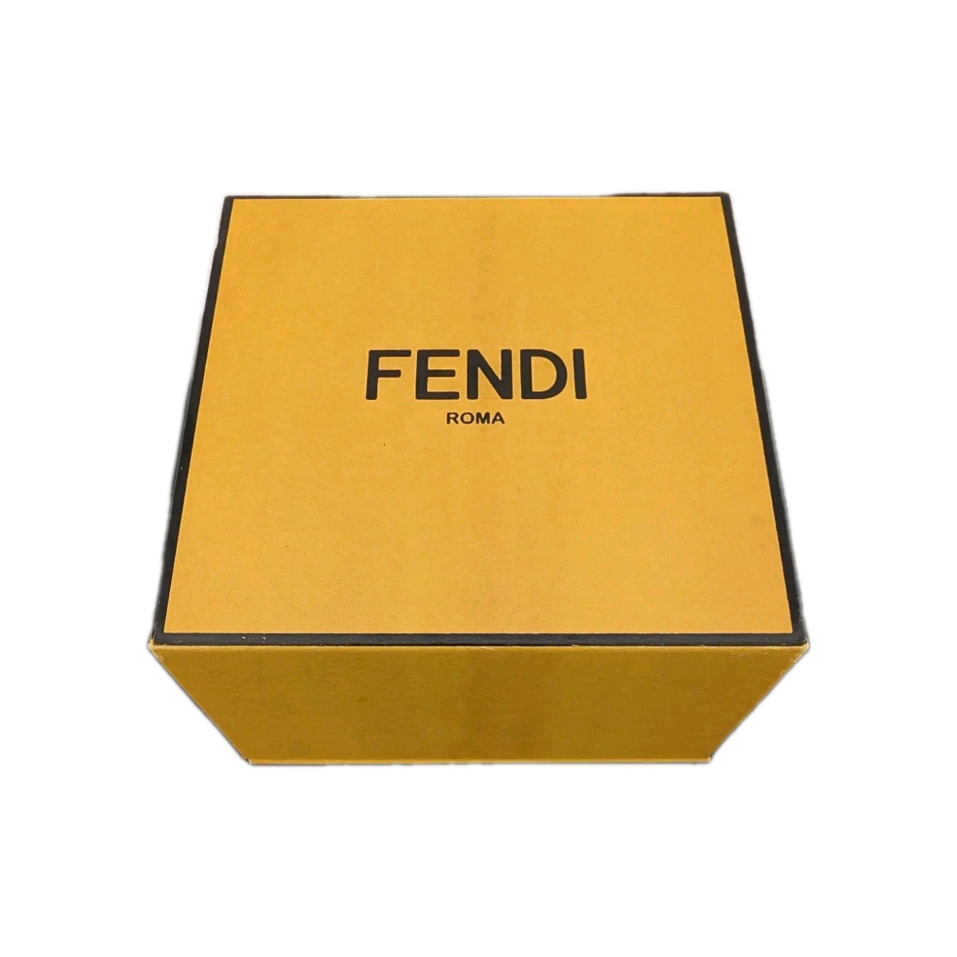 Fendi Roma Gold Tone Logo Band Ring Size 7 Signed Metal No Stone w/ Box