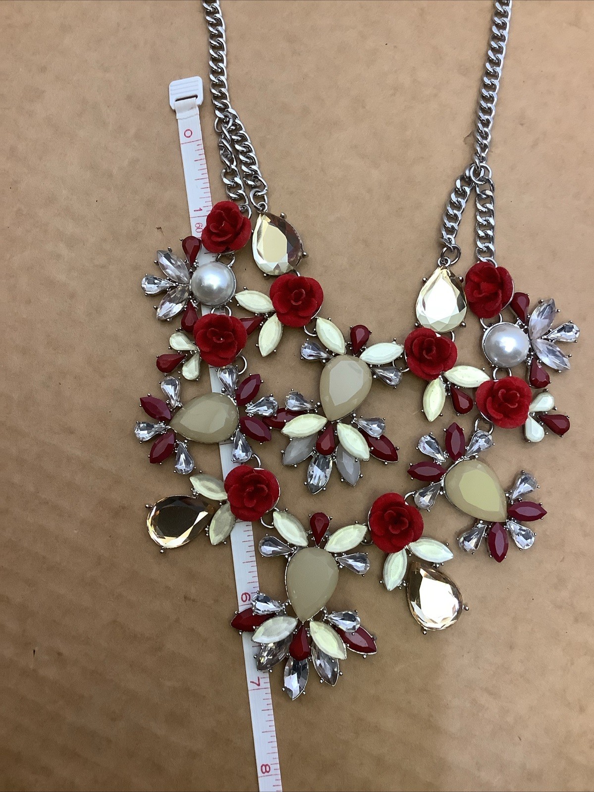 Red Velvet Roses and Gems Fashion Necklace Prom Wedding Formal casual party