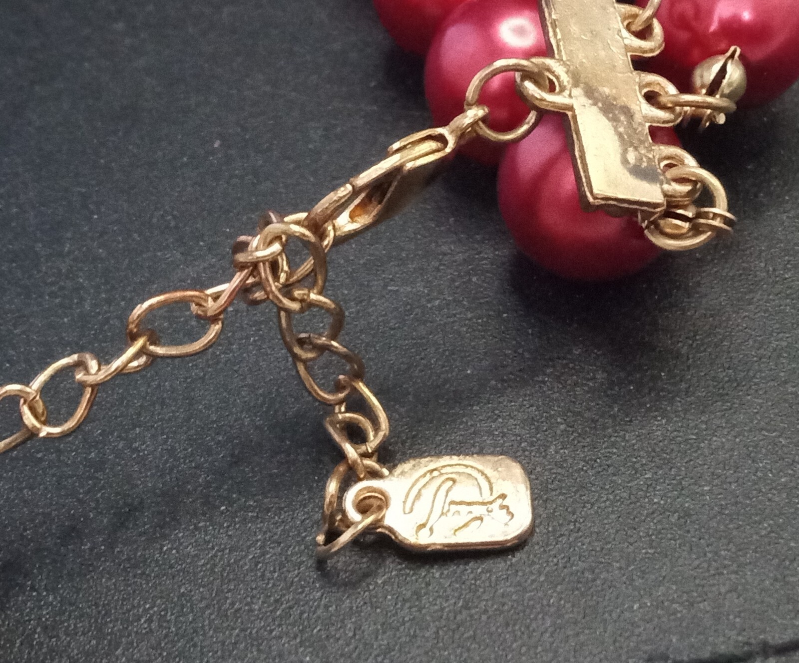 Vintage Signed Maroon Statement Beaded Necklace New Old Stock 1990’s 2000’s