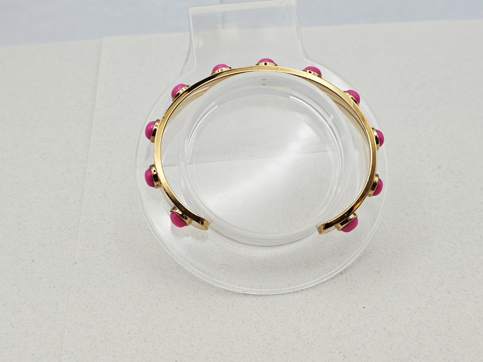 Kate Spade Hot Pink Gold tone Tag Along Cuff Bangle Bracelet 💕